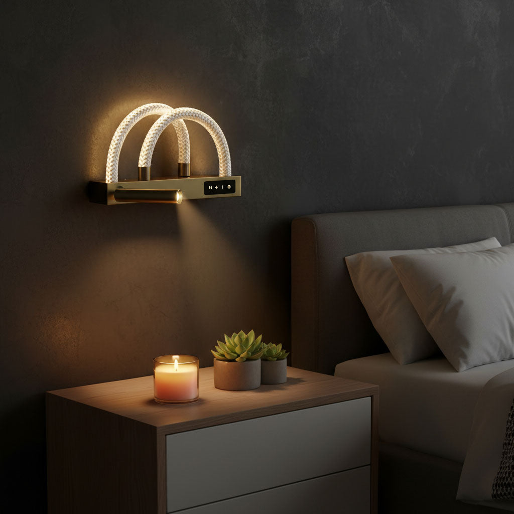 مصباح جداري LED فاخر بإضاءة مزدوجة وذراع قراءة — رفاهية تزيّن غرفتك وتغيّر أجواءها! ✨💡