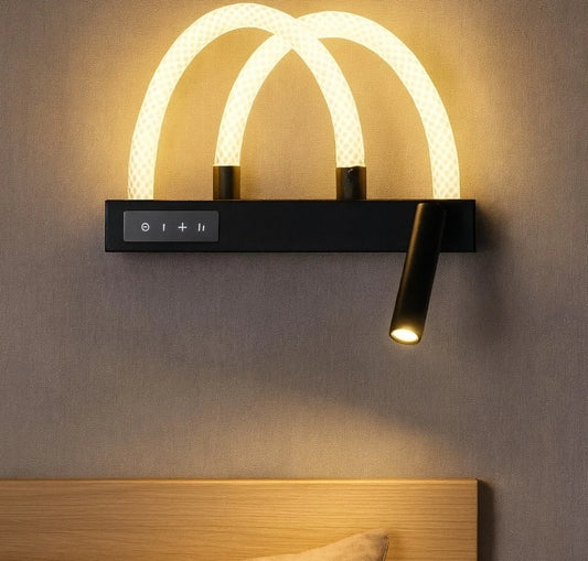 مصباح جداري LED فاخر بإضاءة مزدوجة وذراع قراءة — رفاهية تزيّن غرفتك وتغيّر أجواءها! ✨💡