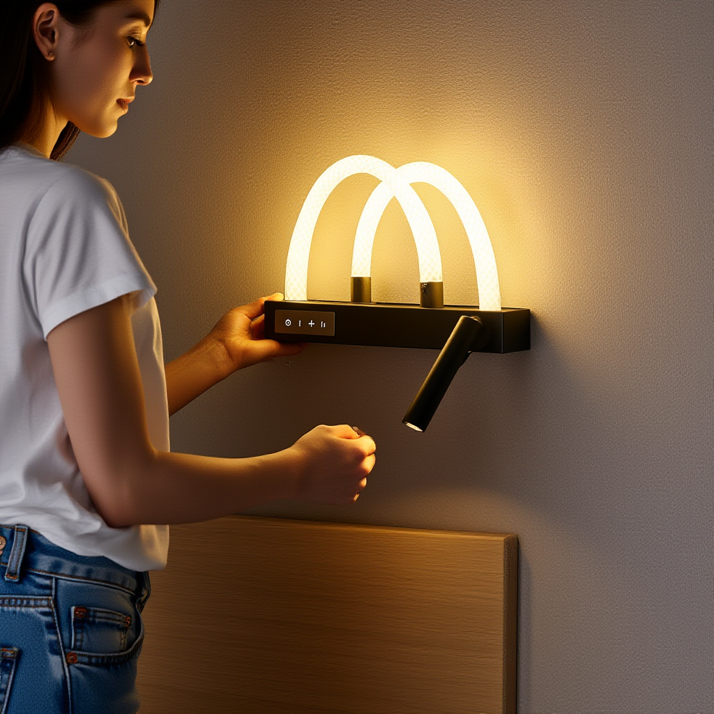 مصباح جداري LED فاخر بإضاءة مزدوجة وذراع قراءة — رفاهية تزيّن غرفتك وتغيّر أجواءها! ✨💡