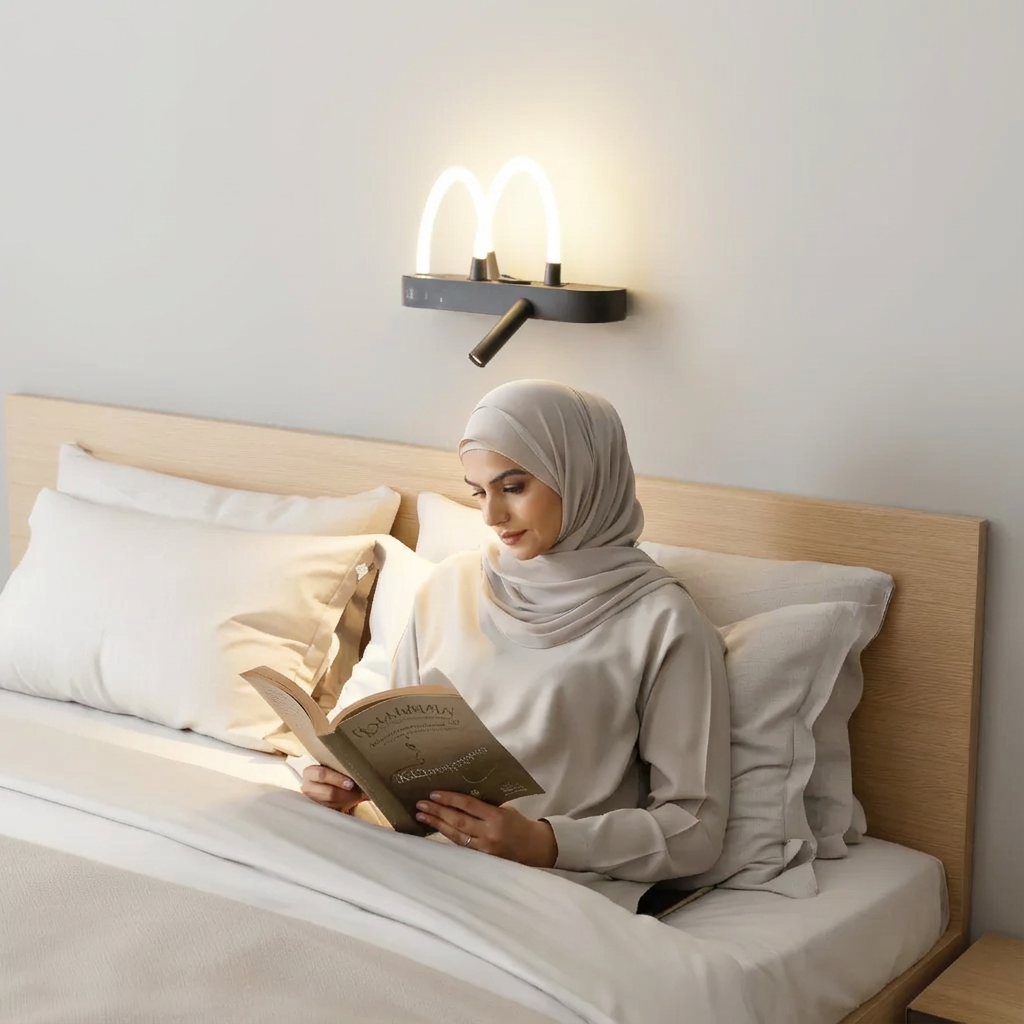 مصباح جداري LED فاخر بإضاءة مزدوجة وذراع قراءة — رفاهية تزيّن غرفتك وتغيّر أجواءها! ✨💡
